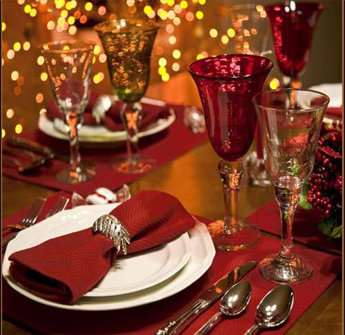 picture of red table setting